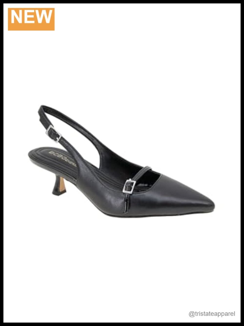 Kami Pointed Toe Kitten Heel Pump with Ankle Strap and Buckle